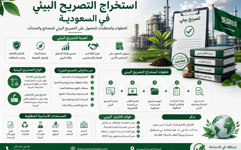 استخراج التصريح البيئي في السعودية | الشروط والخطوات والمتطلبات 2026